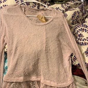 See through light pink long sleeve